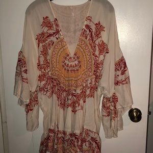 Free People sand Vneck butterfly sleeve M-NWT